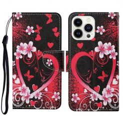 Lacné Kryty | Knižkové puzdro Trendy Cross case Červené srdce – Apple iPhone 15 Pro Max | Lacné Kryty