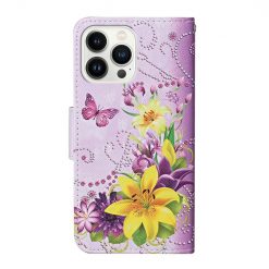 Lacné Kryty | Knižkové puzdro Trendy Cross case Žltý motýľ – Apple iPhone 15 Pro | Lacné Kryty
