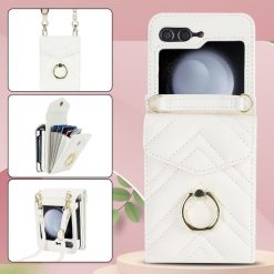Lacné Kryty | Peňaženkové puzdro Arrow Card case biele – Samsung Galaxy Z Flip 5 | Lacné Kryty