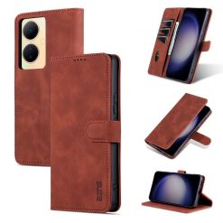 Lacné Kryty | Peňaženkové puzdro AZNS Skin Feel hnedé – Vivo V29 Lite | Lacné Kryty