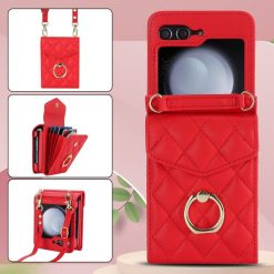 Peňaženkové puzdro Diamond Card case červené – Samsung Galaxy Z Flip 5 | Lacné Kryty Lacné Kryty | Peňaženkové puzdro Diamond Card case červené – Samsung Galaxy Z Flip 5 | Lacné Kryty