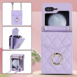 Lacné Kryty | Peňaženkové puzdro Diamond Card case fialové – Samsung Galaxy Z Flip 5 | Lacné Kryty