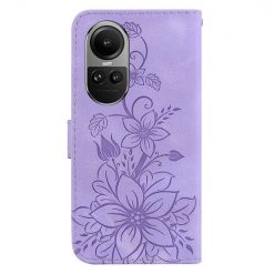 Lacné Kryty | Peňaženkové puzdro Embossing Pattern Ľalia fialové – Oppo Reno 10 5G / Reno 10 Pro 5G | Lacné Kryty