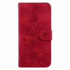 Lacné Kryty | Peňaženkové puzdro Embossing Pattern Ľalia čierne – Sony Xperia 5 V