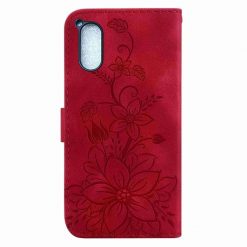 Lacné Kryty | Peňaženkové puzdro Embossing Pattern Ľalia červené – Sony Xperia 5 V | Lacné Kryty