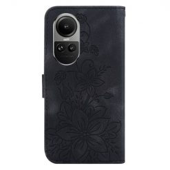 Lacné Kryty | Peňaženkové puzdro Embossing Pattern Ľalia čierne – Oppo Reno 10 5G / Reno 10 Pro 5G | Lacné Kryty