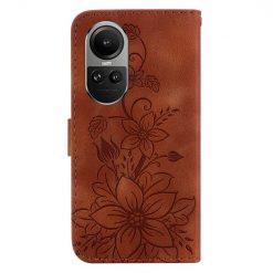 Peňaženkové puzdro Embossing Pattern Ľalia hnedé – Oppo Reno 10 5G / Reno 10 Pro 5G | Lacné Kryty Lacné Kryty | Peňaženkové puzdro Embossing Pattern Ľalia hnedé – Oppo Reno 10 5G / Reno 10 Pro 5G | Lacné Kryty