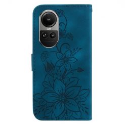 Peňaženkové puzdro Embossing Pattern Ľalia modré – Oppo Reno 10 5G / Reno 10 Pro 5G | Lacné Kryty Lacné Kryty | Peňaženkové puzdro Embossing Pattern Ľalia modré – Oppo Reno 10 5G / Reno 10 Pro 5G | Lacné Kryty