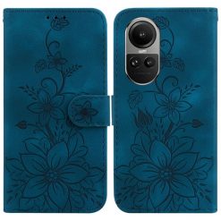 Peňaženkové puzdro Embossing Pattern Ľalia modré – Oppo Reno 10 5G / Reno 10 Pro 5G | Lacné Kryty Lacné Kryty | Peňaženkové puzdro Embossing Pattern Ľalia modré – Oppo Reno 10 5G / Reno 10 Pro 5G | Lacné Kryty