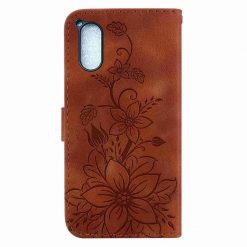 Lacné Kryty | Peňaženkové puzdro Embossing Pattern Ľalia hnedé – Sony Xperia 5 V | Lacné Kryty
