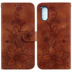 Lacné Kryty | Peňaženkové puzdro Embossing Pattern Ľalia hnedé – Sony Xperia 5 V | Lacné Kryty