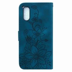 Lacné Kryty | Peňaženkové puzdro Embossing Pattern Ľalia modré – Sony Xperia 5 V | Lacné Kryty