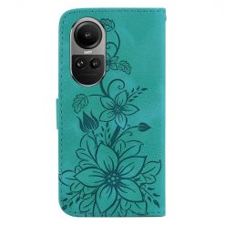 Peňaženkové puzdro Embossing Pattern Ľalia zelené – Oppo Reno 10 5G / Reno 10 Pro 5G | Lacné Kryty Lacné Kryty | Peňaženkové puzdro Embossing Pattern Ľalia zelené – Oppo Reno 10 5G / Reno 10 Pro 5G | Lacné Kryty