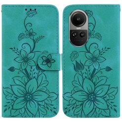 Peňaženkové puzdro Embossing Pattern Ľalia zelené – Oppo Reno 10 5G / Reno 10 Pro 5G | Lacné Kryty Lacné Kryty | Peňaženkové puzdro Embossing Pattern Ľalia zelené – Oppo Reno 10 5G / Reno 10 Pro 5G | Lacné Kryty