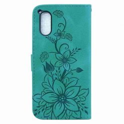 Lacné Kryty | Peňaženkové puzdro Embossing Pattern Ľalia zelené – Sony Xperia 5 V | Lacné Kryty