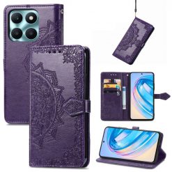 Peňaženkové puzdro Embossing Pattern Mandala Flower fialové – Honor X6a | Lacné Kryty Lacné Kryty | Peňaženkové puzdro Embossing Pattern Mandala Flower fialové – Honor X6a | Lacné Kryty