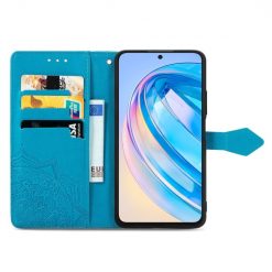 Lacné Kryty | Peňaženkové puzdro Embossing Pattern Mandala Flower modré – Honor X6a | Lacné Kryty
