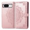 Lacné Kryty | Peňaženkové puzdro Embossing Pattern Mandala Flower modré – Google Pixel 8 Pro | Lacné Kryty