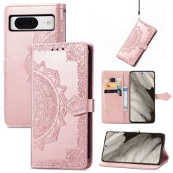 Lacné Kryty | Peňaženkové puzdro Embossing Pattern Mandala Flower ružové – Google Pixel 8 Pro | Lacné Kryty