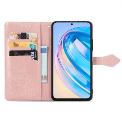 Lacné Kryty | Peňaženkové puzdro Embossing Pattern Mandala Flower ružové – Honor X6a | Lacné Kryty