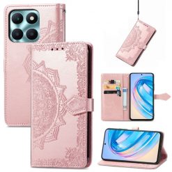 Lacné Kryty | Peňaženkové puzdro Embossing Pattern Mandala Flower ružové – Honor X6a | Lacné Kryty