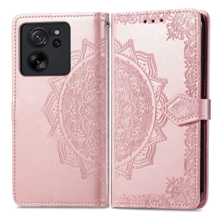 Peňaženkové puzdro Embossing Pattern Mandala Flower ružové – Xiaomi 13T / 13T Pro
