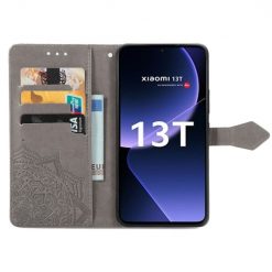 Peňaženkové puzdro Embossing Pattern Mandala Flower sivé – Xiaomi 13T / 13T Pro | Lacné Kryty Lacné Kryty | Peňaženkové puzdro Embossing Pattern Mandala Flower sivé – Xiaomi 13T / 13T Pro | Lacné Kryty