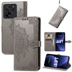 Peňaženkové puzdro Embossing Pattern Mandala Flower sivé – Xiaomi 13T / 13T Pro | Lacné Kryty Lacné Kryty | Peňaženkové puzdro Embossing Pattern Mandala Flower sivé – Xiaomi 13T / 13T Pro | Lacné Kryty