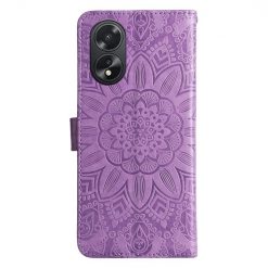 Lacné Kryty | Peňaženkové puzdro Embossing Pattern Slnečnica fialové – Oppo A38 | Lacné Kryty
