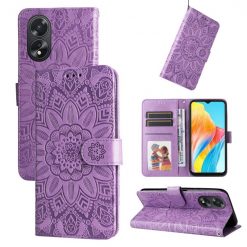 Lacné Kryty | Peňaženkové puzdro Embossing Pattern Slnečnica fialové – Oppo A38 | Lacné Kryty