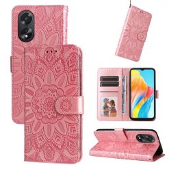 Lacné Kryty | Peňaženkové puzdro Embossing Pattern Slnečnica ružové – Oppo A38 | Lacné Kryty