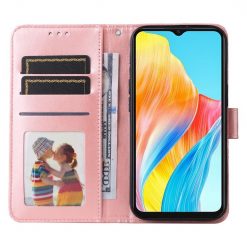 Lacné Kryty | Peňaženkové puzdro Embossing Pattern Slnečnica ružové – Oppo A38 | Lacné Kryty