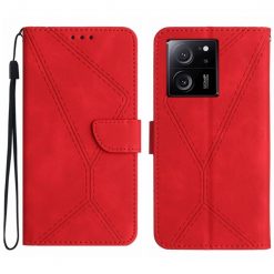 Lacné Kryty | Peňaženkové puzdro Embossing Pattern Stitchy case červené – Xiaomi 13T / 13T Pro | Lacné Kryty
