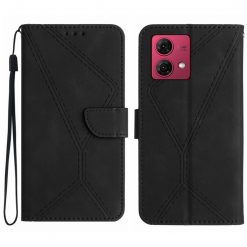 Lacné Kryty | Peňaženkové puzdro Embossing Pattern Stitchy case čierne – Motorola Edge 40 Neo | Lacné Kryty