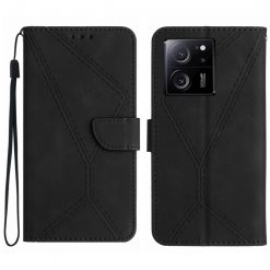 Lacné Kryty | Peňaženkové puzdro Embossing Pattern Stitchy case čierne – Xiaomi 13T / 13T Pro | Lacné Kryty