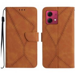 Lacné Kryty | Peňaženkové puzdro Embossing Pattern Stitchy case hnedé – Motorola Edge 40 Neo | Lacné Kryty