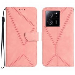 Lacné Kryty | Peňaženkové puzdro Embossing Pattern Stitchy case ružové – Xiaomi 13T / 13T Pro | Lacné Kryty