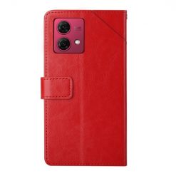 Lacné Kryty | Peňaženkové puzdro Geometric Pattern case červené – Motorola Moto G84 5G | Lacné Kryty