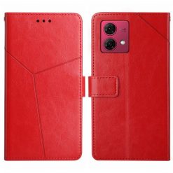 Lacné Kryty | Peňaženkové puzdro Geometric Pattern case červené – Motorola Moto G84 5G | Lacné Kryty