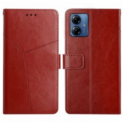 Lacné Kryty | Peňaženkové puzdro Geometric Pattern case hnedé – Motorola Moto G54 5G / G54 5G Power Edition | Lacné Kryty