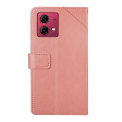 Lacné Kryty | Peňaženkové puzdro Geometric Pattern case ružové – Motorola Moto G84 5G | Lacné Kryty
