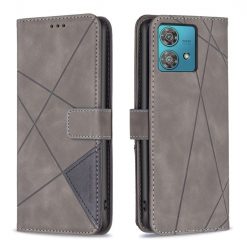 Lacné Kryty | Knižkové puzdro Rhombus sivé – Motorola Edge 40 Neo | Lacné Kryty