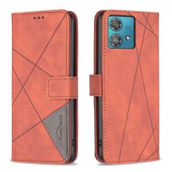 Knižkové puzdro Rhombus hnedé – Motorola Edge 40 Neo | Lacné Kryty Lacné Kryty | Knižkové puzdro Rhombus hnedé – Motorola Edge 40 Neo | Lacné Kryty