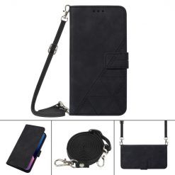 Lacné Kryty | Peňaženkové puzdro Embossing Pattern Cross čierne – T Phone / T Phone (2023) | Lacné Kryty
