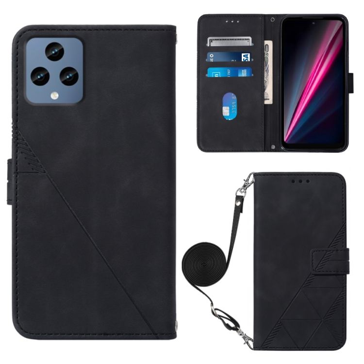 Peňaženkové puzdro Embossing Pattern Cross čierne – T Phone / T Phone 