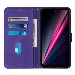 Lacné Kryty | Peňaženkové puzdro Embossing Pattern Cross fialové – T Phone / T Phone (2023) | Lacné Kryty