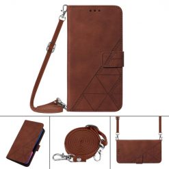 Lacné Kryty | Peňaženkové puzdro Embossing Pattern Cross hnedé – T Phone / T Phone (2023) | Lacné Kryty