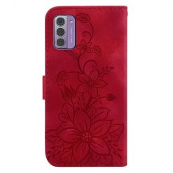 Peňaženkové puzdro Embossing Pattern Ľalia červené – Nokia G42 | Lacné Kryty Lacné Kryty | Peňaženkové puzdro Embossing Pattern Ľalia červené – Nokia G42 | Lacné Kryty