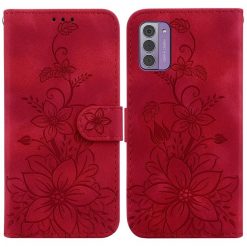 Peňaženkové puzdro Embossing Pattern Ľalia červené – Nokia G42 | Lacné Kryty Lacné Kryty | Peňaženkové puzdro Embossing Pattern Ľalia červené – Nokia G42 | Lacné Kryty