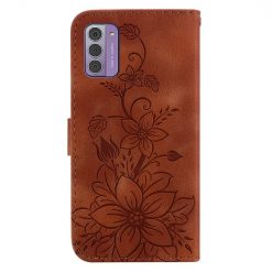 Lacné Kryty | Peňaženkové puzdro Embossing Pattern Ľalia hnedé – Nokia G42 | Lacné Kryty